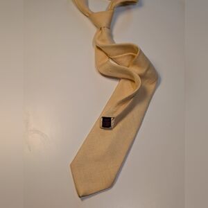 Vtg Rooster Tie 100% Moygashel Irish Linen Cream Oatmeal Made in USA Solid Prep